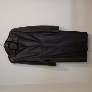 Danier long black leather coat
